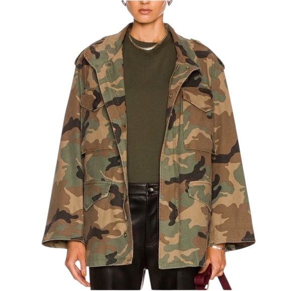 NILI LOTAN Jackie Camo Army Jacket Large L Dark Green Camouflage Utility Cargo - Picture 1 of 12